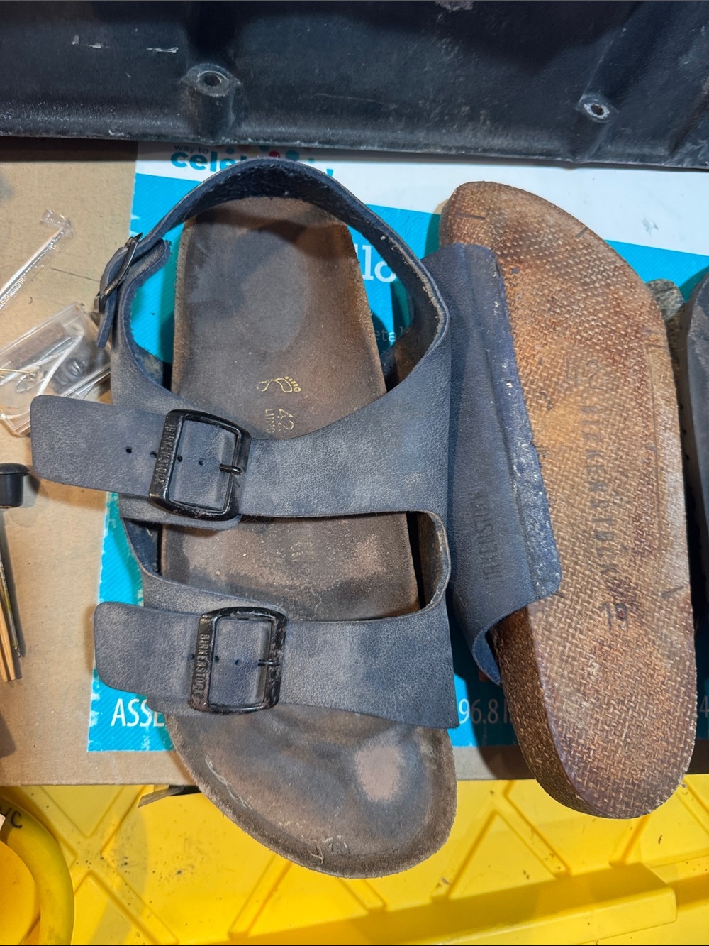 Birkenstock Arizona PARTS ONLY Men's BLUE size 42 Double Buckle Open-Toe Sandals